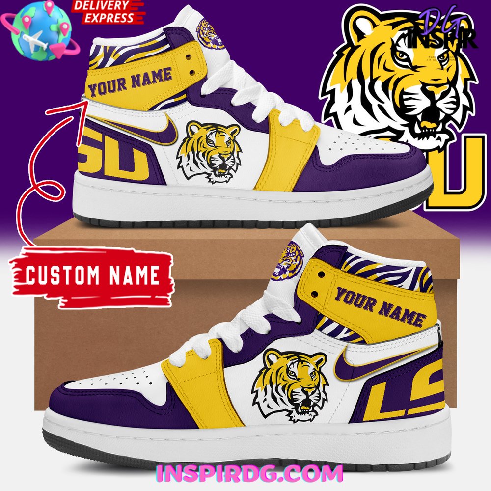 Ideafootwear LSU Tigers AJ1 High Sneakers Shoes For Men And Women 4