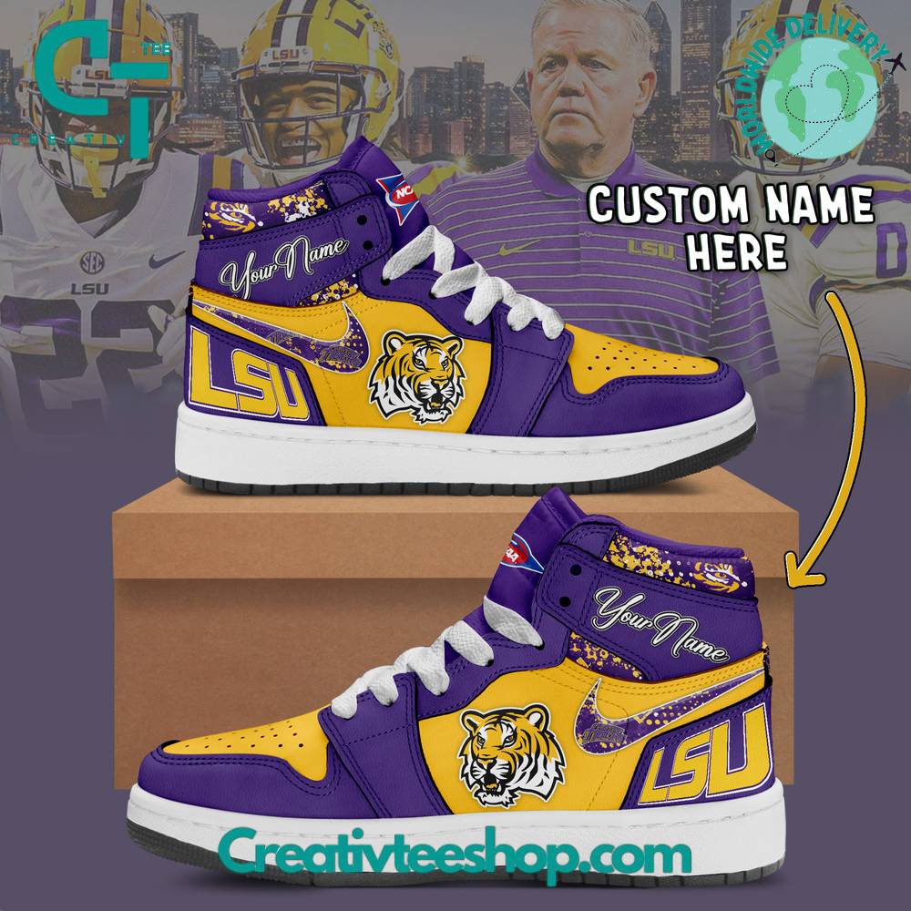 Ideafootwear LSU Tigers AJ1 High Sneakers Shoes For Men And Women 5