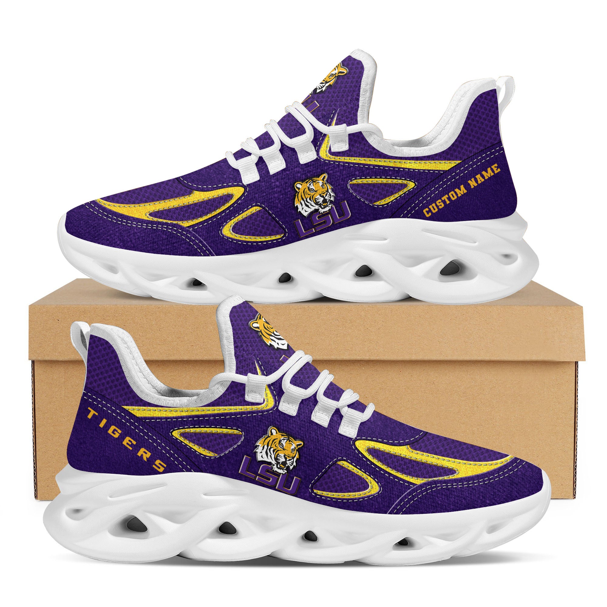 Ideafootwear LSU Tigers Max Soul Shoes Sneakers For Men And Women 4