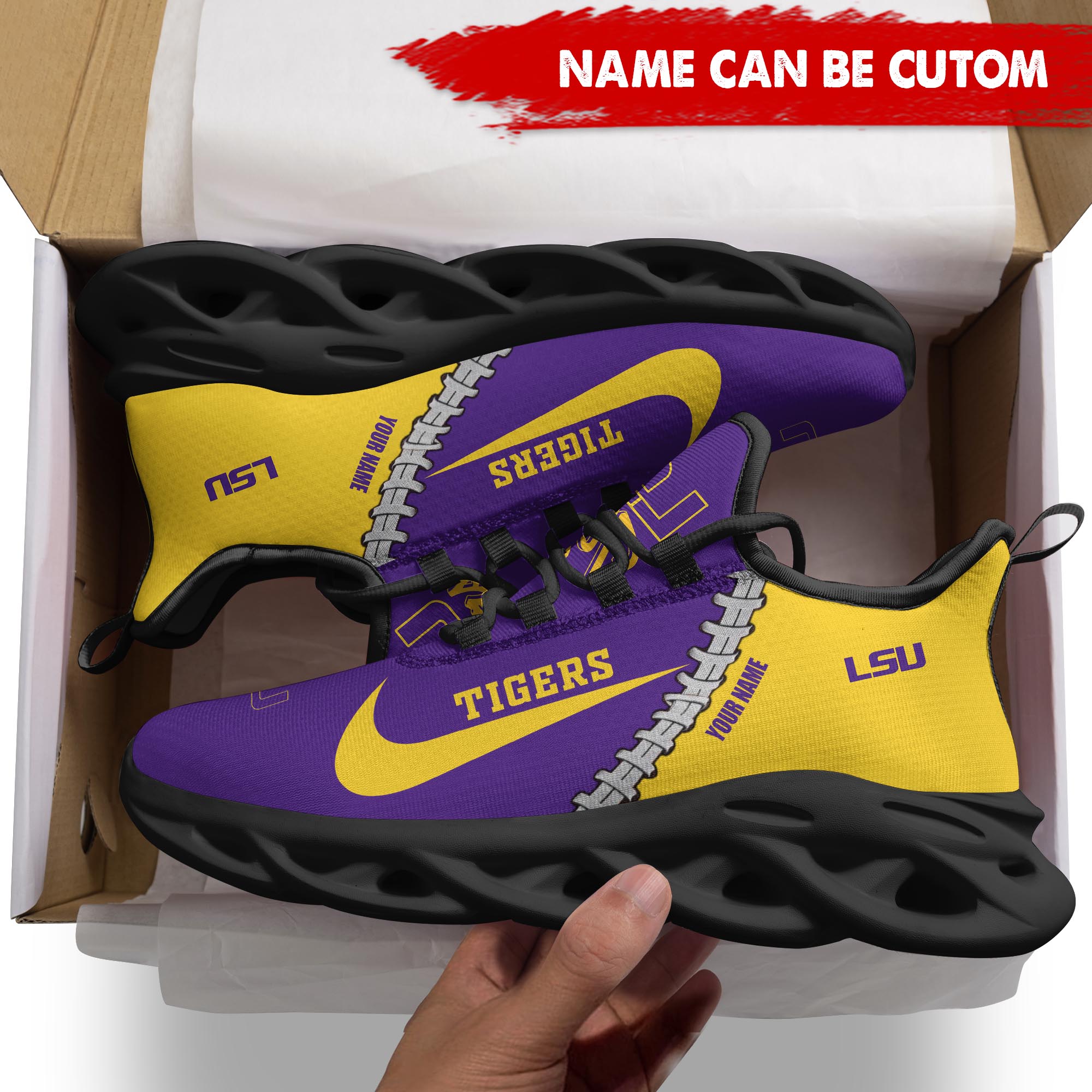 Ideafootwear LSU Tigers Max Soul Shoes Sneakers For Men And Women 2