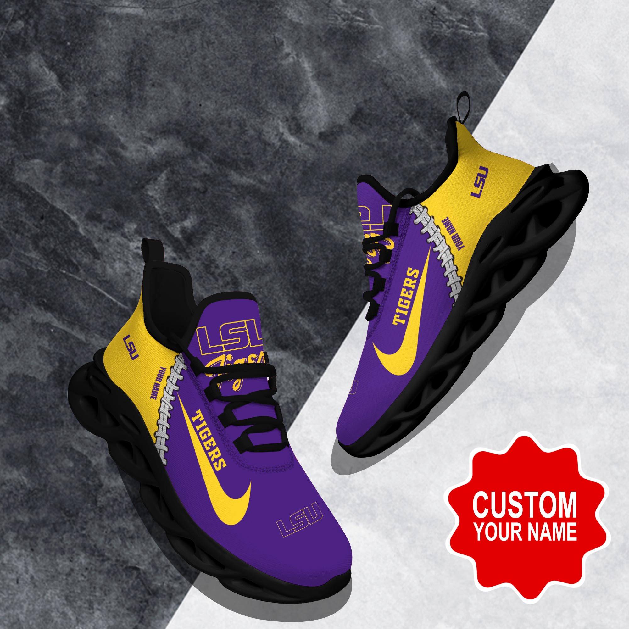 Ideafootwear LSU Tigers Max Soul Shoes Sneakers For Men And Women 2