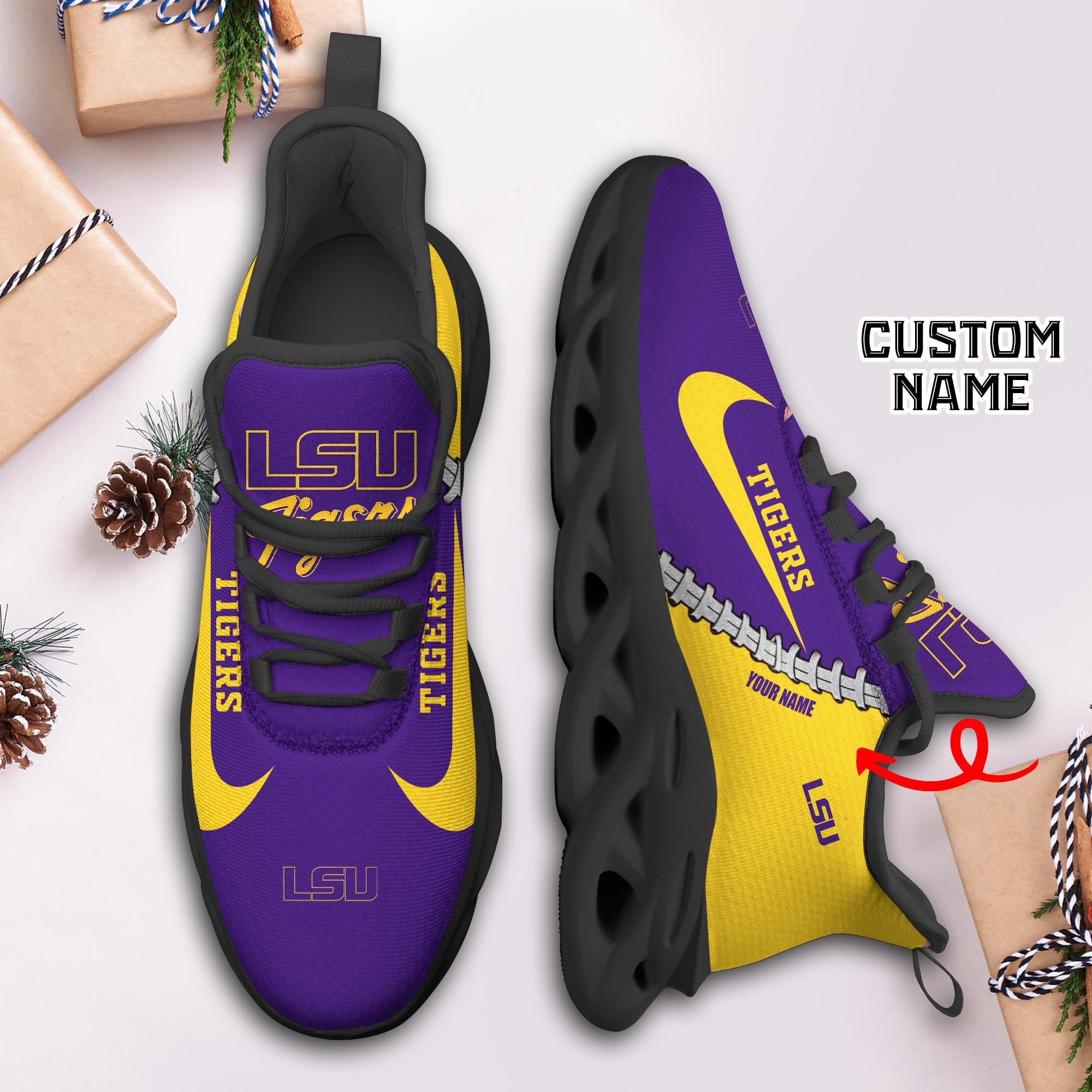Ideafootwear LSU Tigers Max Soul Shoes Sneakers For Men And Women 2