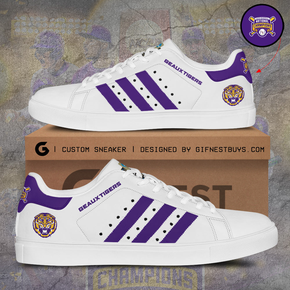 Ideafootwear LSU Tigers Skate Stan Shoes Sneakes For Men And Women 2