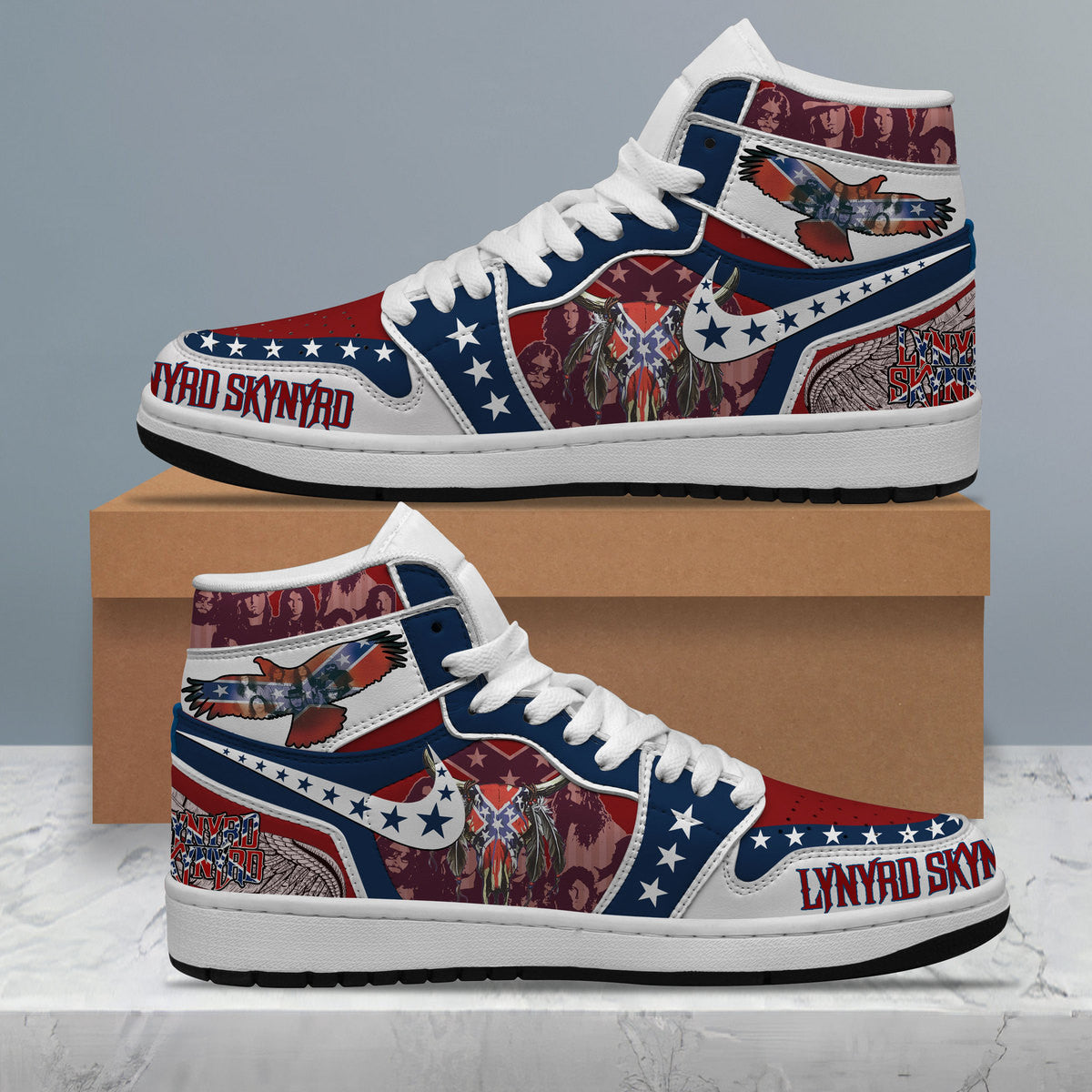Ideafootwear Lynyrd Skynyrd AJ1 High Sneakers Shoes For Men And Women 9
