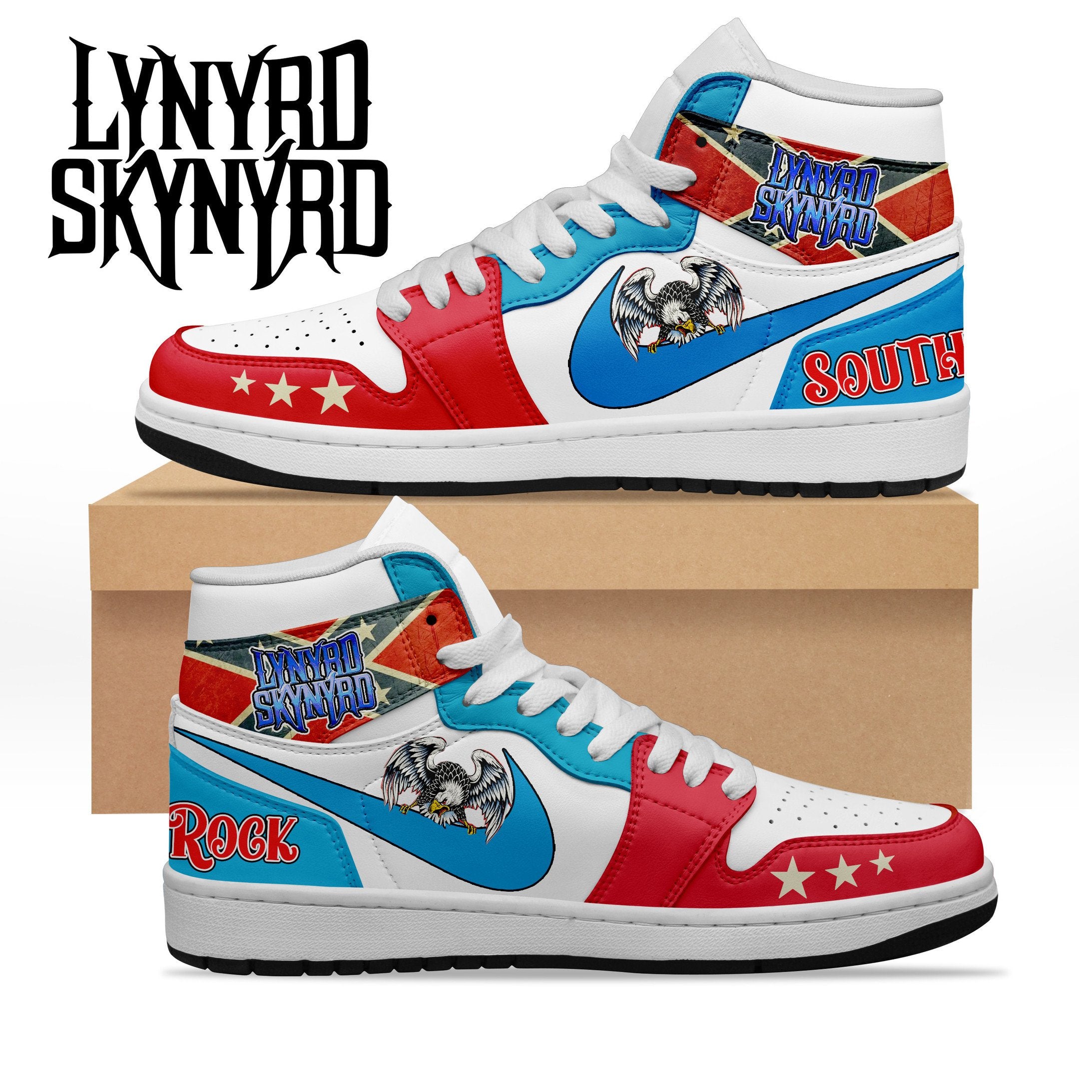 Ideafootwear Lynyrd Skynyrd AJ1 High Sneakers Shoes For Men And Women 6