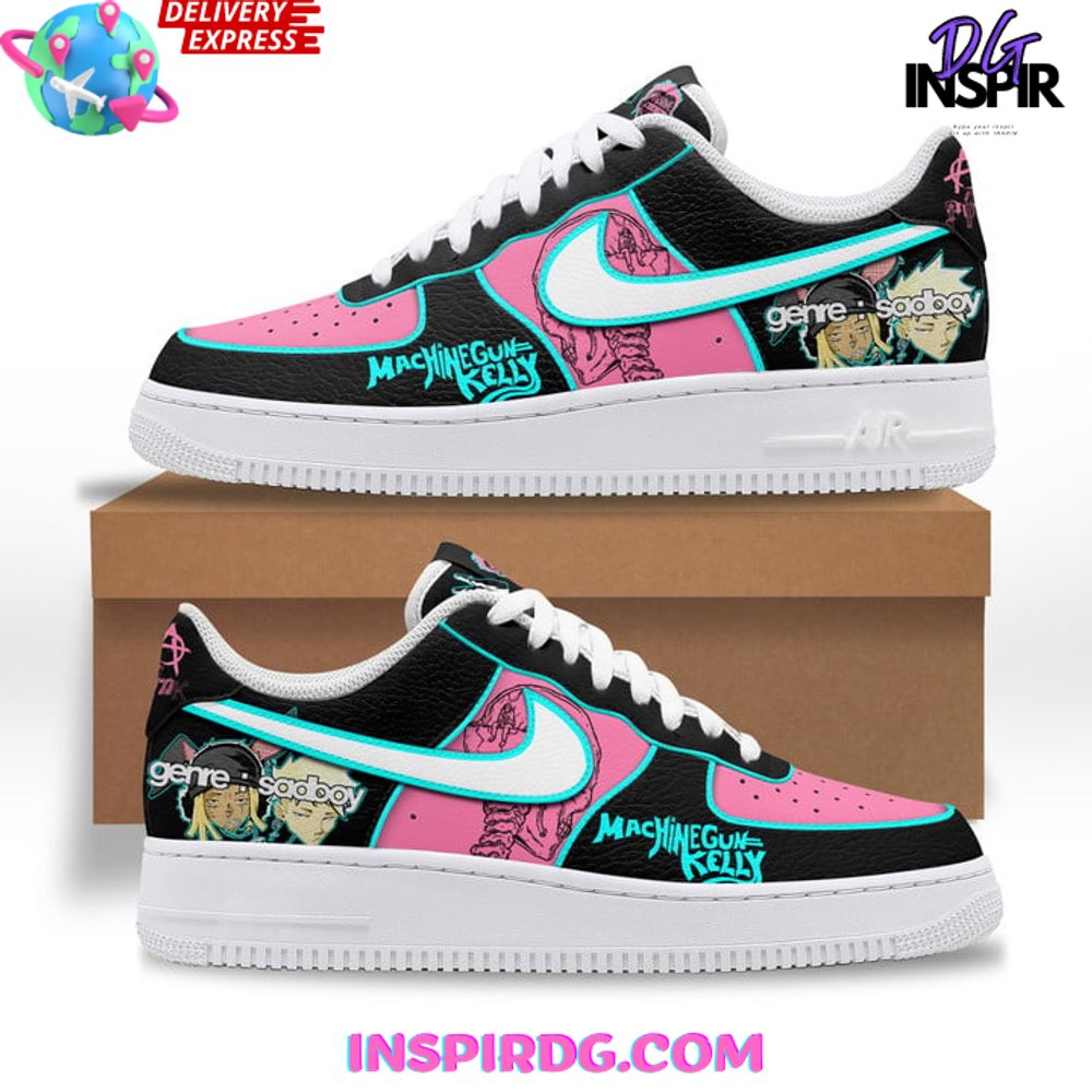 Ideafootwear Machine Gun Kelly Pink Air Low-Top Sneakers Shoes For Men And Women 1