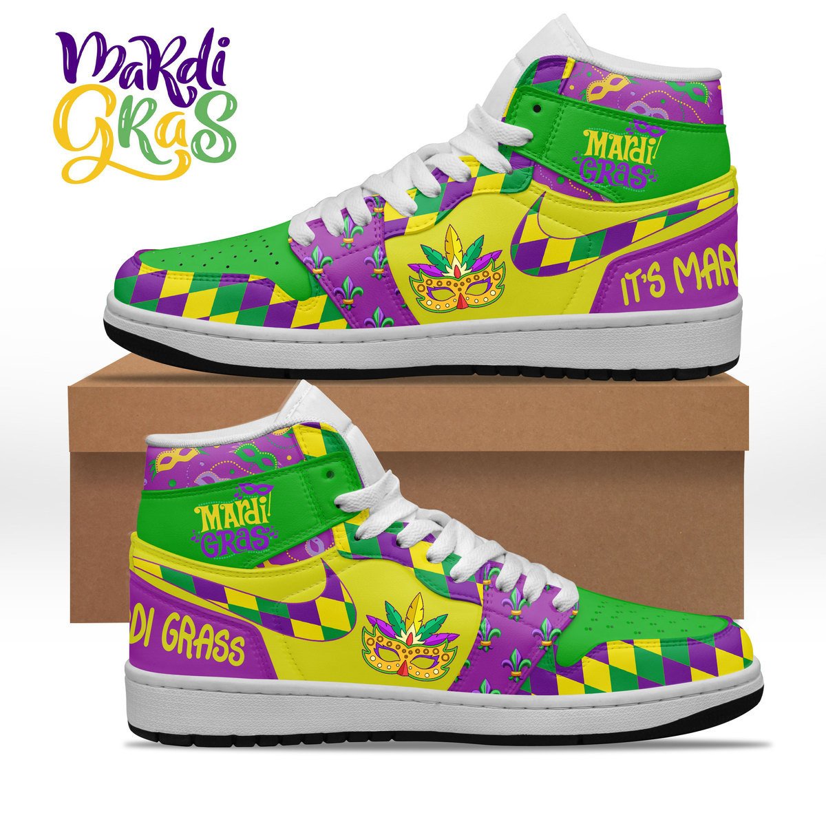 Ideafootwear Makdi Gras AJ1 High Sneakers Shoes For Men And Women 1