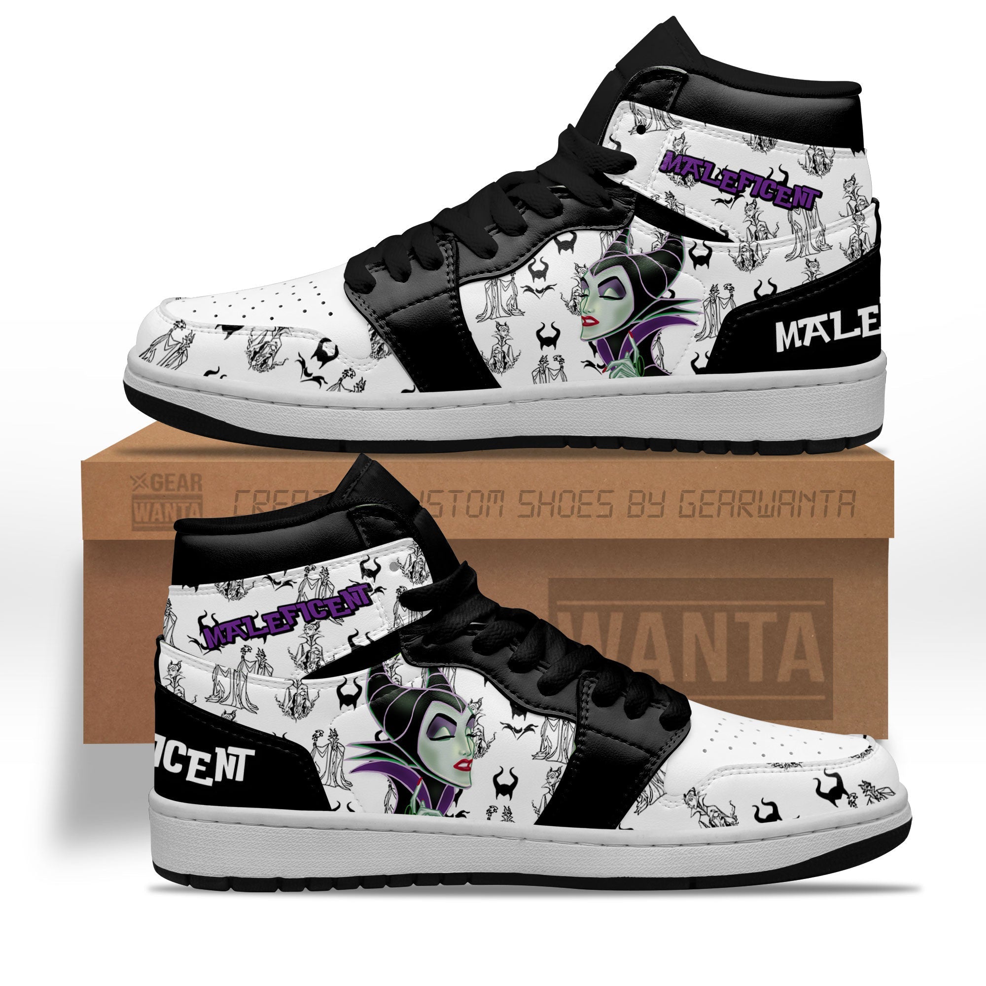 Ideafootwear Maleficent AJ1 High Sneakers Shoes For Men And Women 1
