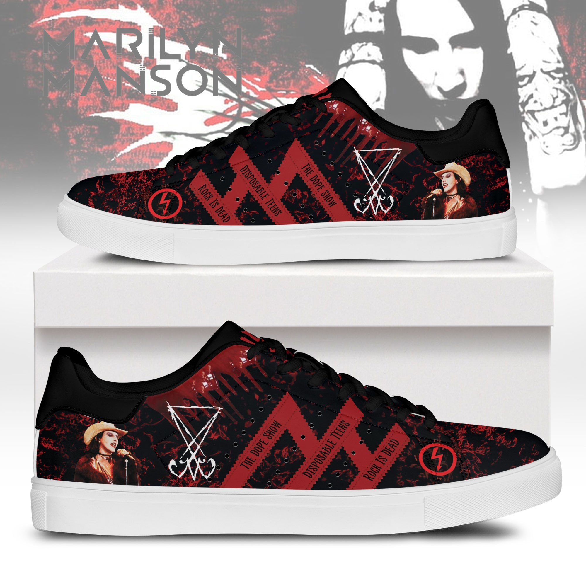 Ideafootwear Marilyn Manson Skate Stan Shoes Sneakes For Men And Women 1