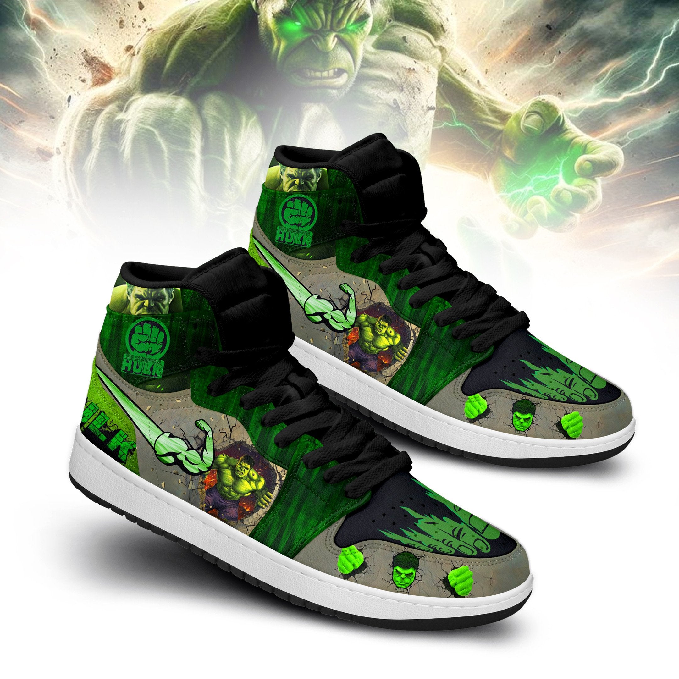 Ideafootwear Marvel Hulk AJ1 High Sneakers Shoes For Men And Women 1