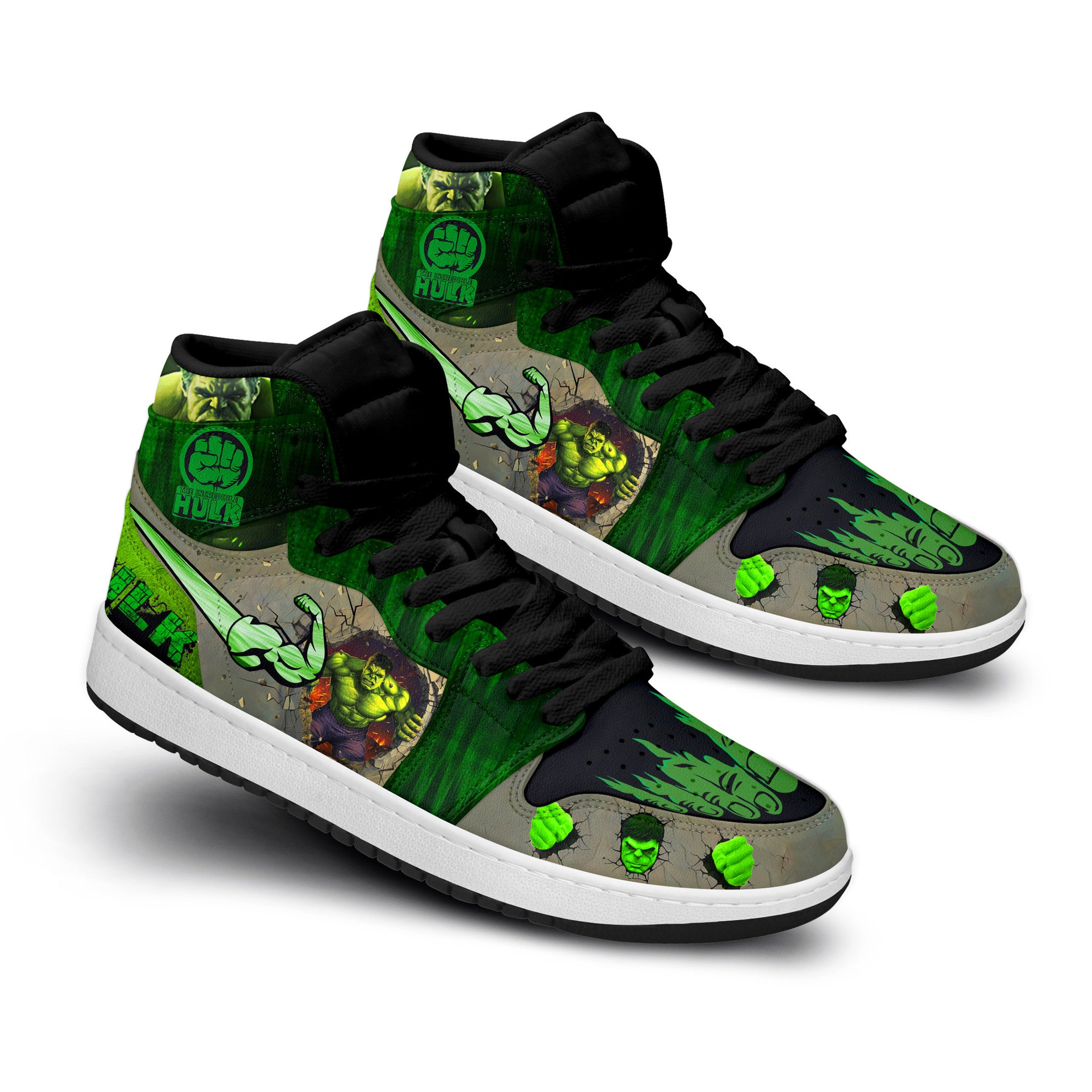 Ideafootwear Marvel Hulk AJ1 High Sneakers Shoes For Men And Women 1