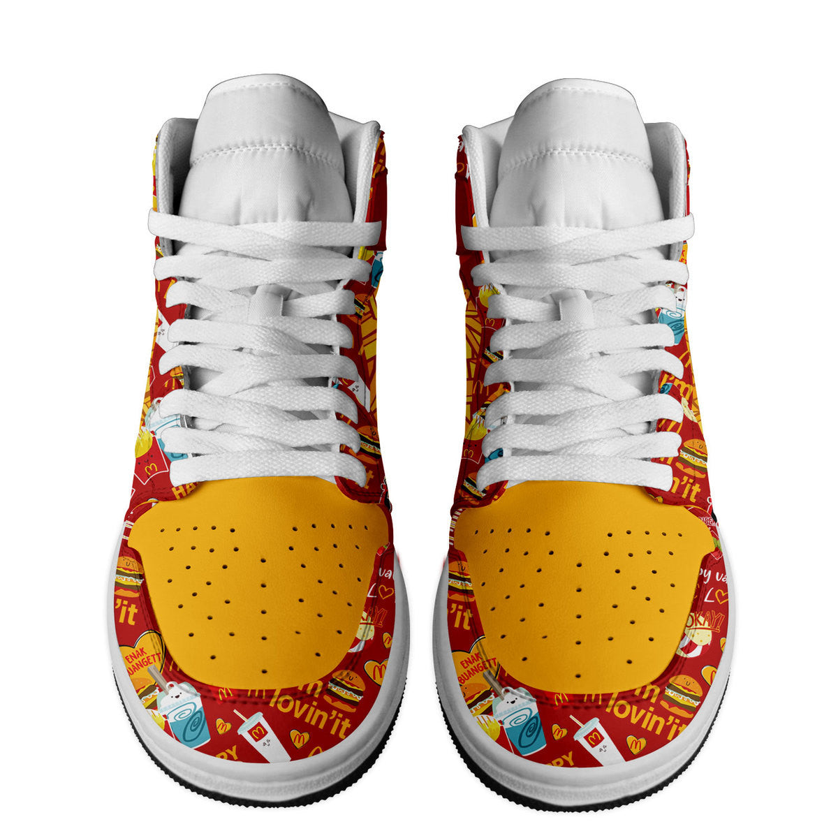 Ideafootwear McDonalds AJ1 High Sneakers Shoes For Men And Women 2