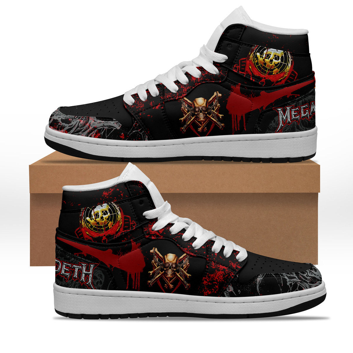 Ideafootwear Megadeth AJ1 High Sneakers Shoes For Men And Women 1