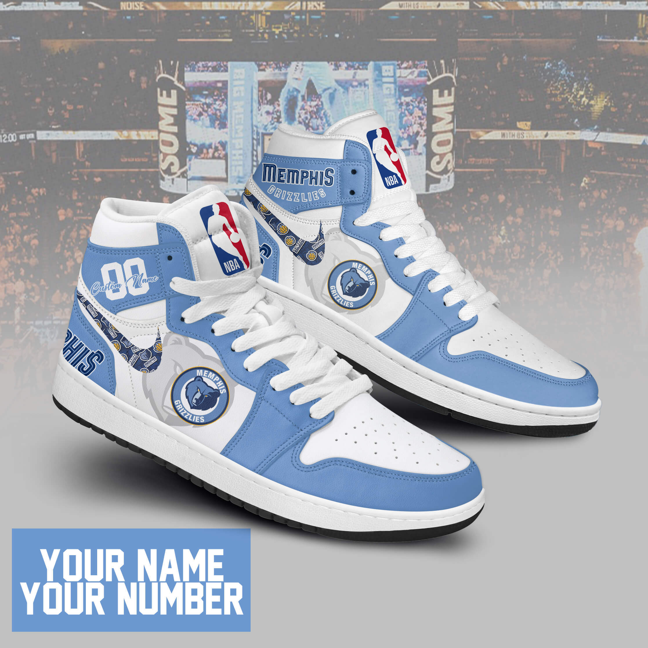 Ideafootwear Memphis Grizzlies AJ1 High Sneakers Shoes For Men And Women 1