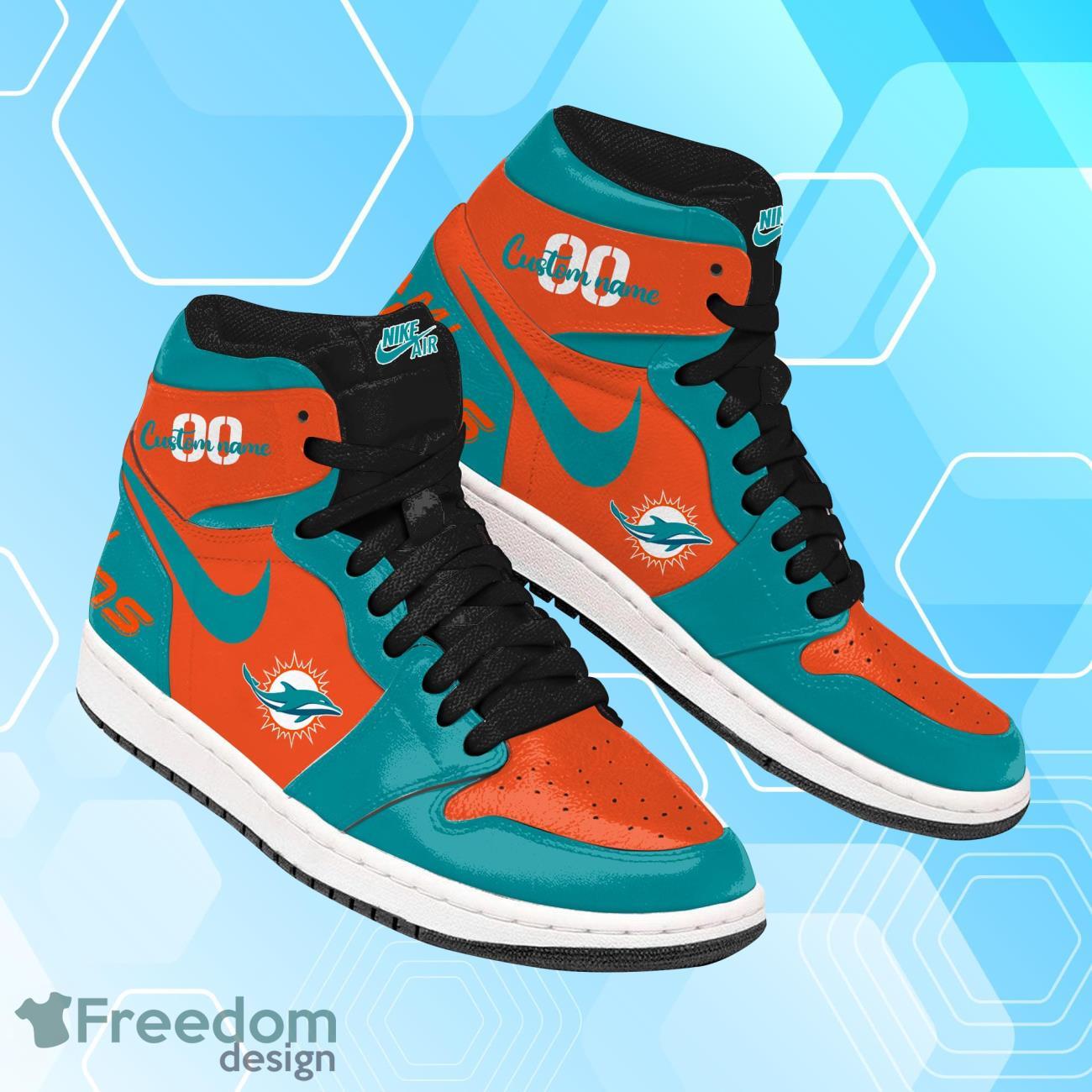 Ideafootwear Miami Dolphins AJ1 High Sneakers Shoes For Men And Women 2