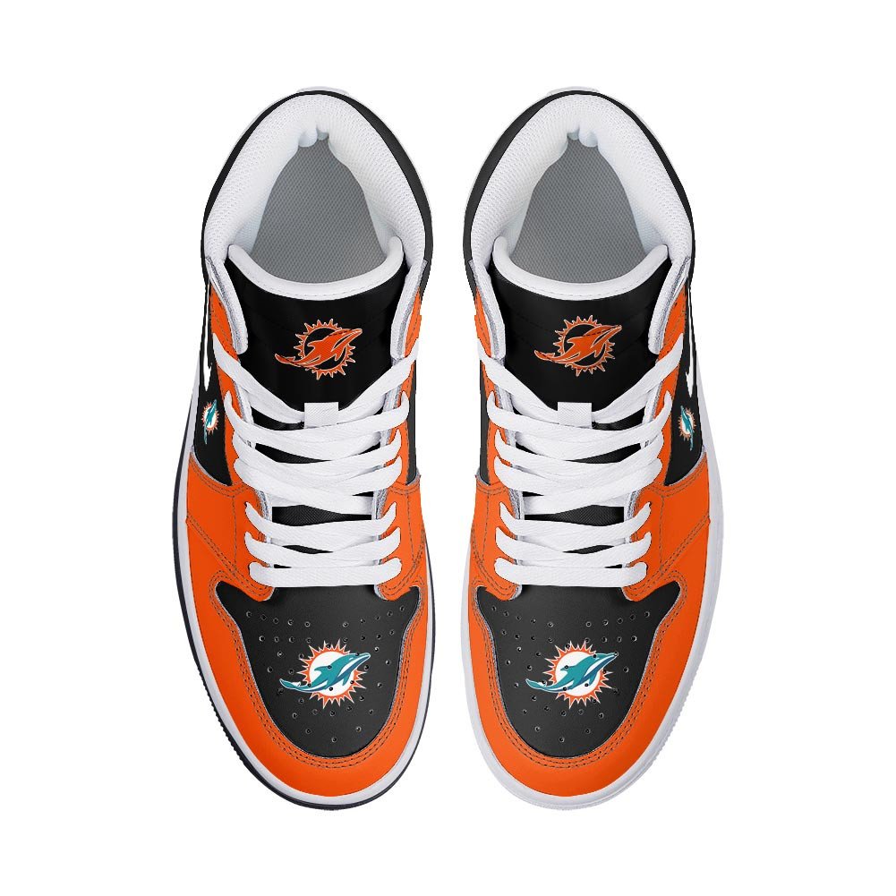 Ideafootwear Miami Dolphins AJ1 High Sneakers Shoes For Men And Women 8