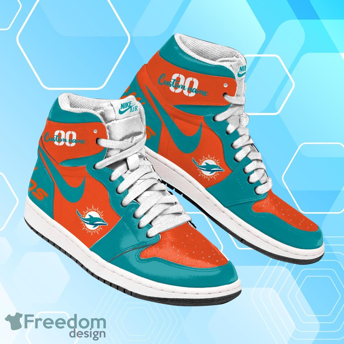 Ideafootwear Miami Dolphins AJ1 High Sneakers Shoes For Men And Women 1