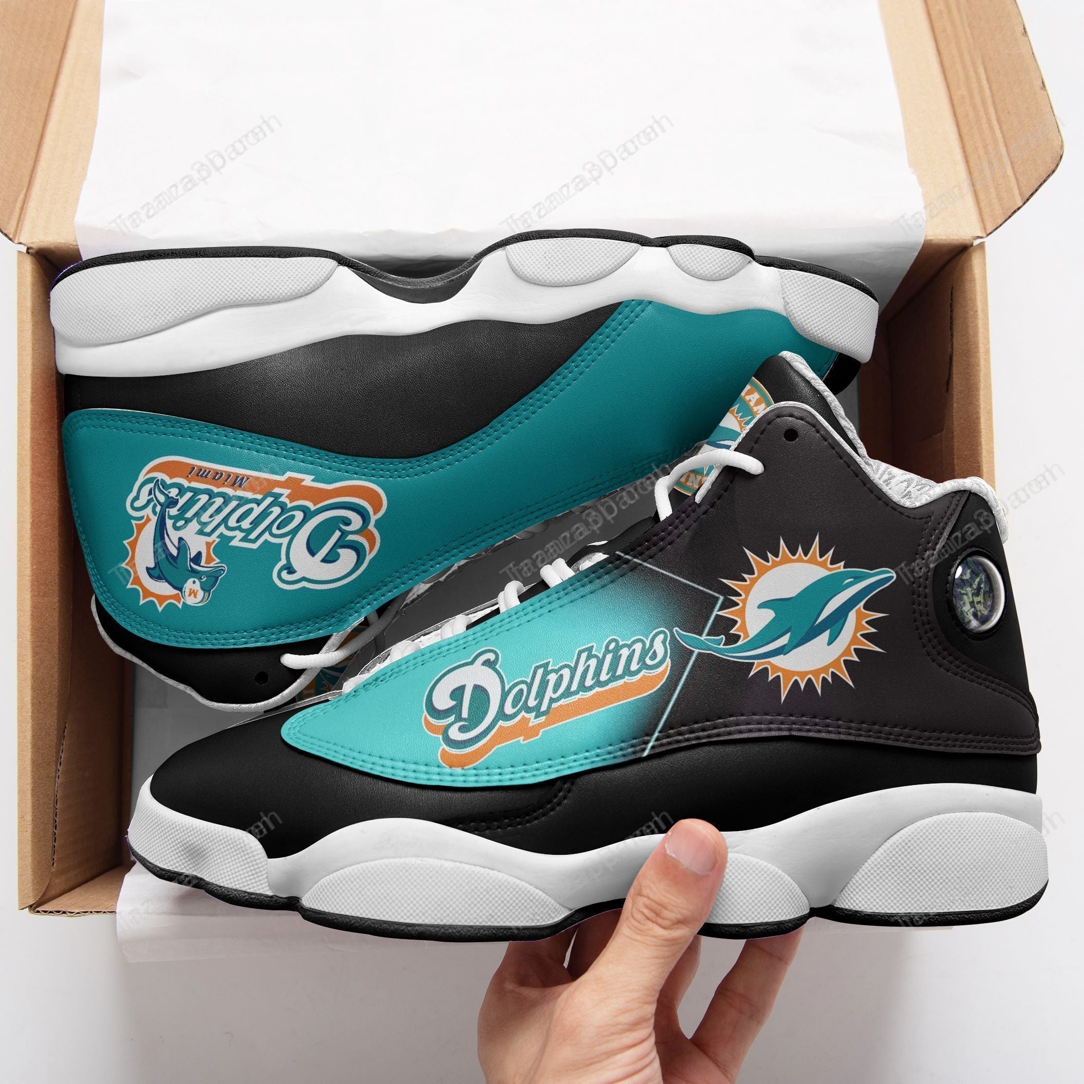 Ideafootwear Miami Dolphins AJ13 Sneakers Shoes For Men And Women 54