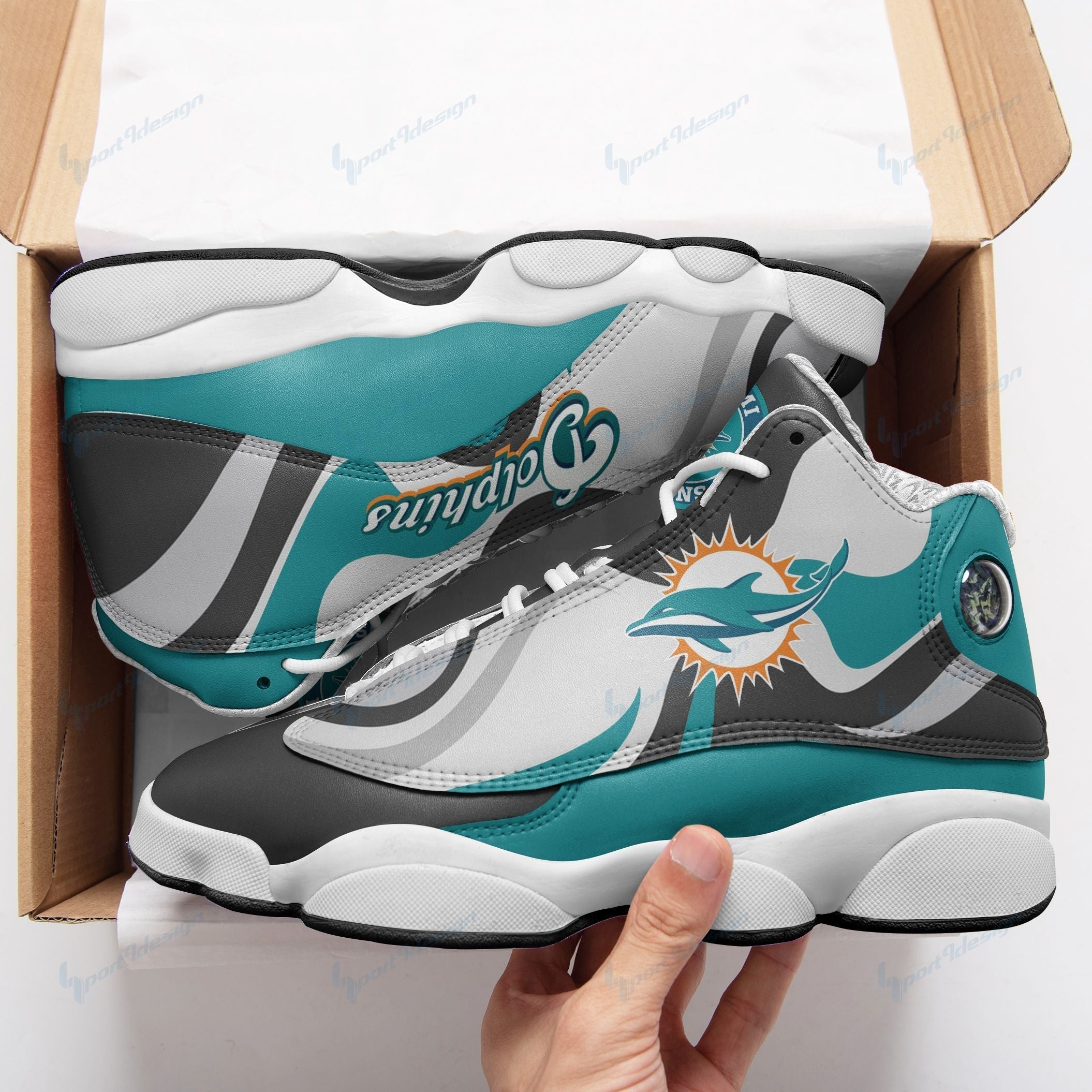 Ideafootwear Miami Dolphins AJ13 Sneakers Shoes For Men And Women 66