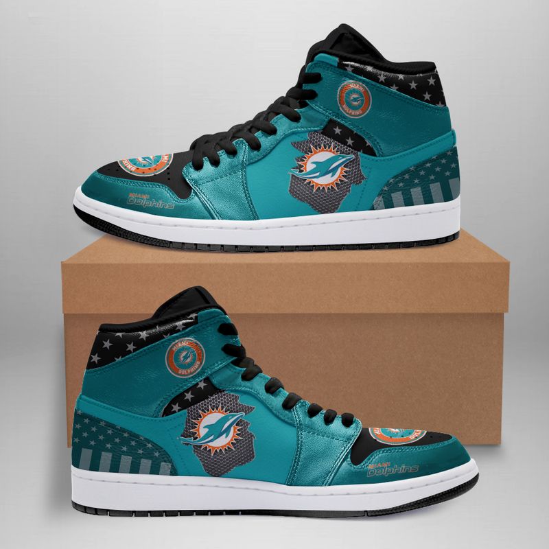 Ideafootwear Miami Dolphins NFL AJ1 High Sneakers Shoes For Men And Women 1