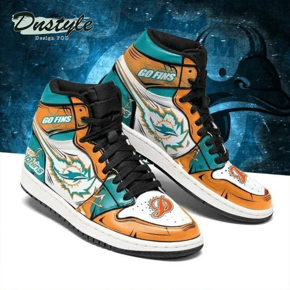 Ideafootwear Miami Dolphins NFL AJ1 High Sneakers Shoes For Men And Women 10
