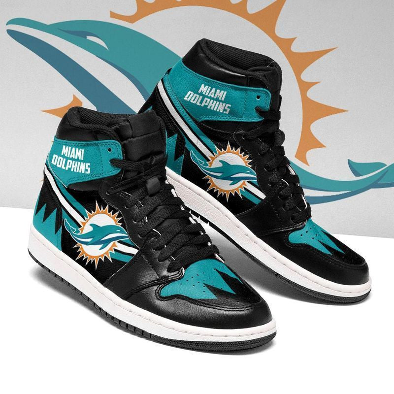 Ideafootwear Miami Dolphins NFL AJ1 High Sneakers Shoes For Men And Women 9