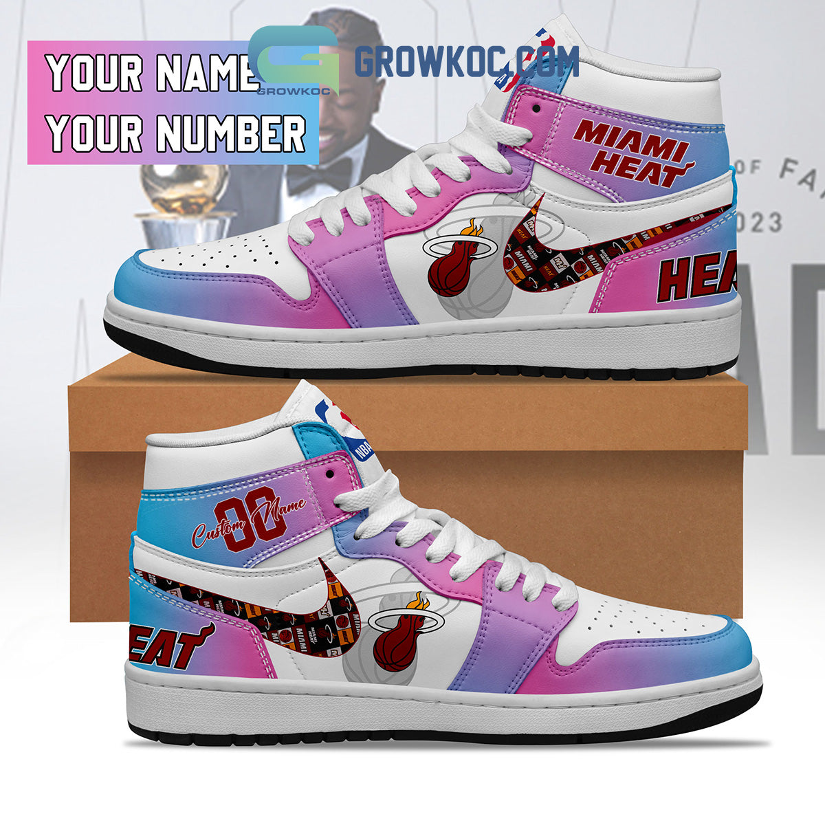 Ideafootwear Miami Heat AJ1 High Sneakers Shoes For Men And Women 4