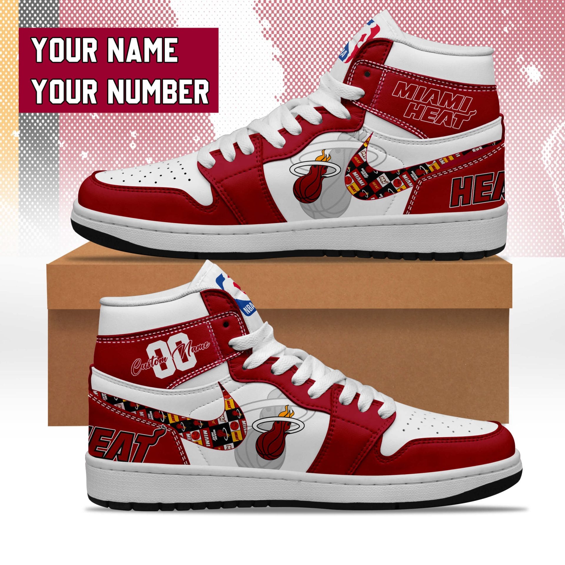 Ideafootwear Miami Heat AJ1 High Sneakers Shoes For Men And Women 1