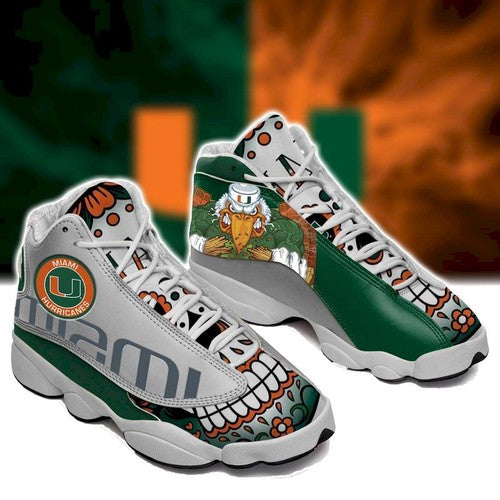 Ideafootwear Miami Hurricanes AJ13 Sneakers Shoes For Men And Women 1