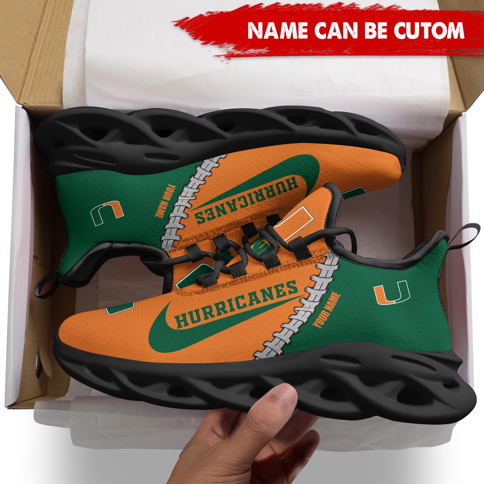 Ideafootwear Miami Hurricanes Max Soul Shoes Sneakers For Men And Women 2