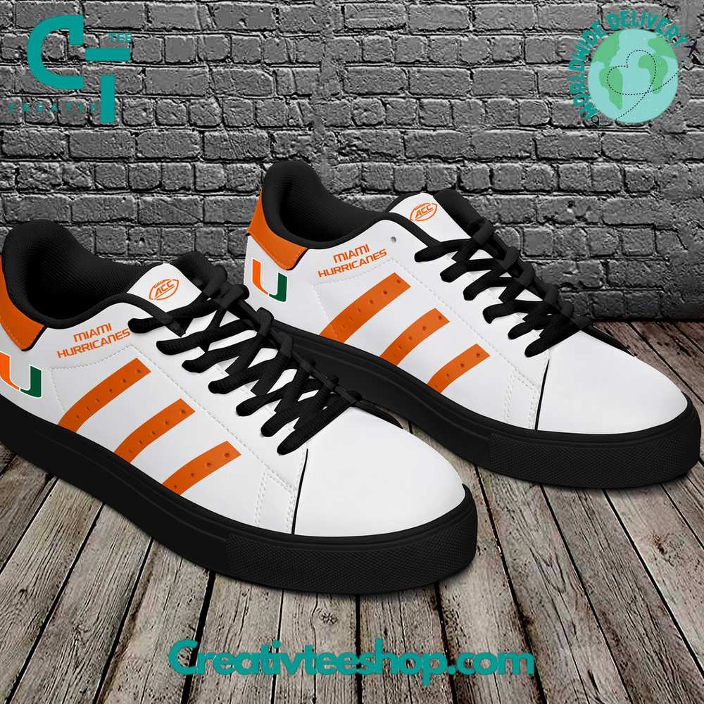 Ideafootwear Miami Hurricanes Skate Stan Shoes Sneakes For Men And Women 1