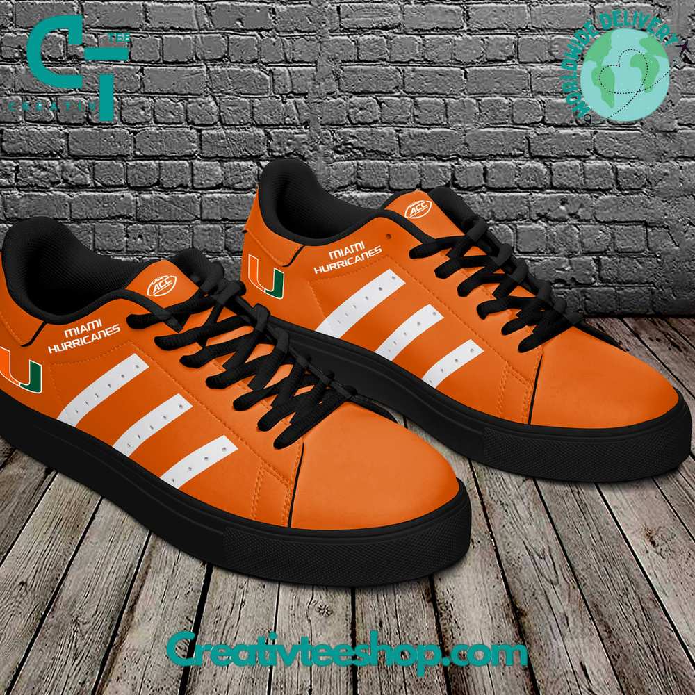 Ideafootwear Miami Hurricanes Skate Stan Shoes Sneakes For Men And Women 2