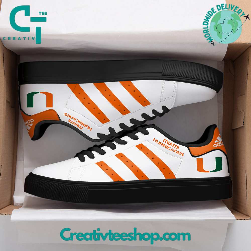 Ideafootwear Miami Hurricanes Skate Stan Shoes Sneakes For Men And Women 1