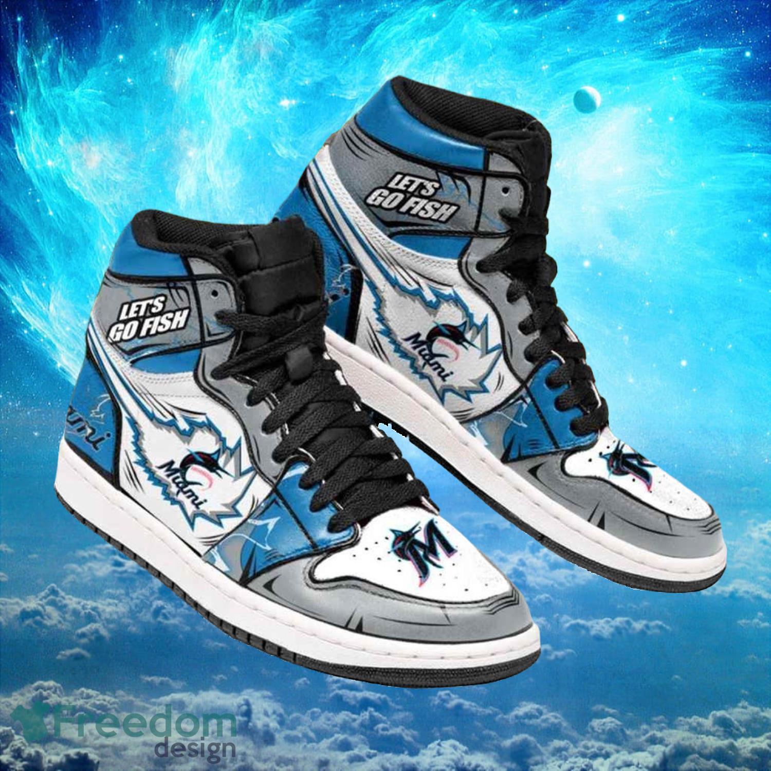 Ideafootwear Miami Marlins AJ1 High Sneakers Shoes For Men And Women 6