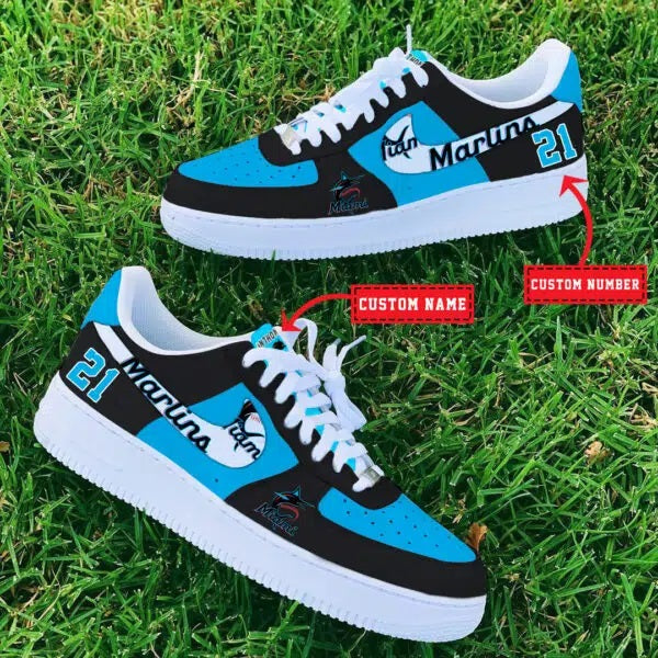 Ideafootwear Miami Marlins MLB Air Low-Top Sneakers Shoes For Men And Women 1