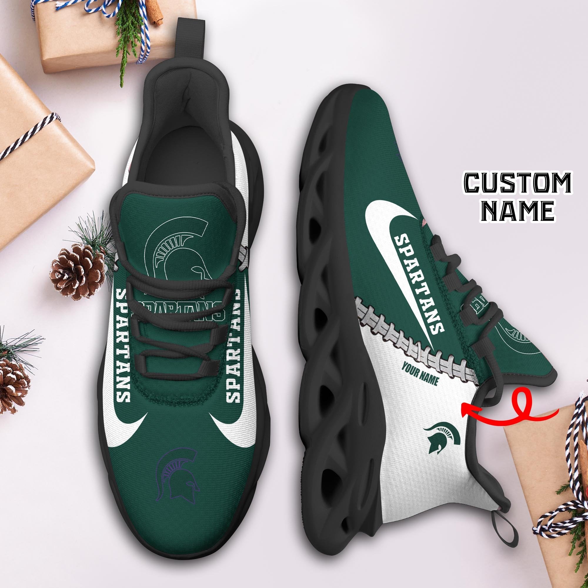 Ideafootwear Michigan State Spartans Max Soul Shoes Sneakers For Men And Women 1