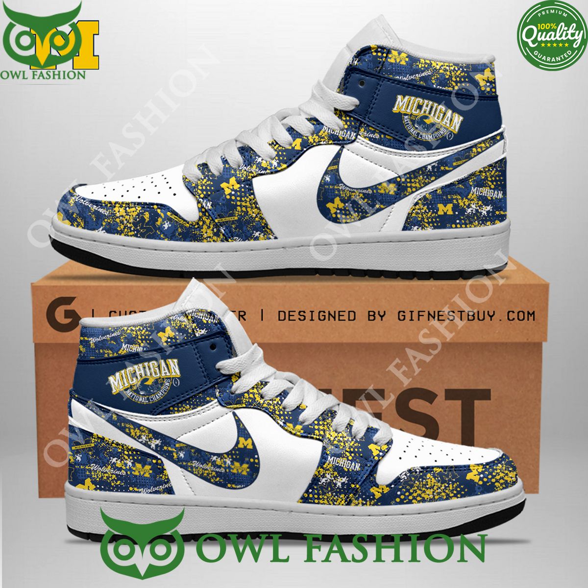 Ideafootwear Michigan Wolverines AJ1 High Sneakers Shoes For Men And Women 15
