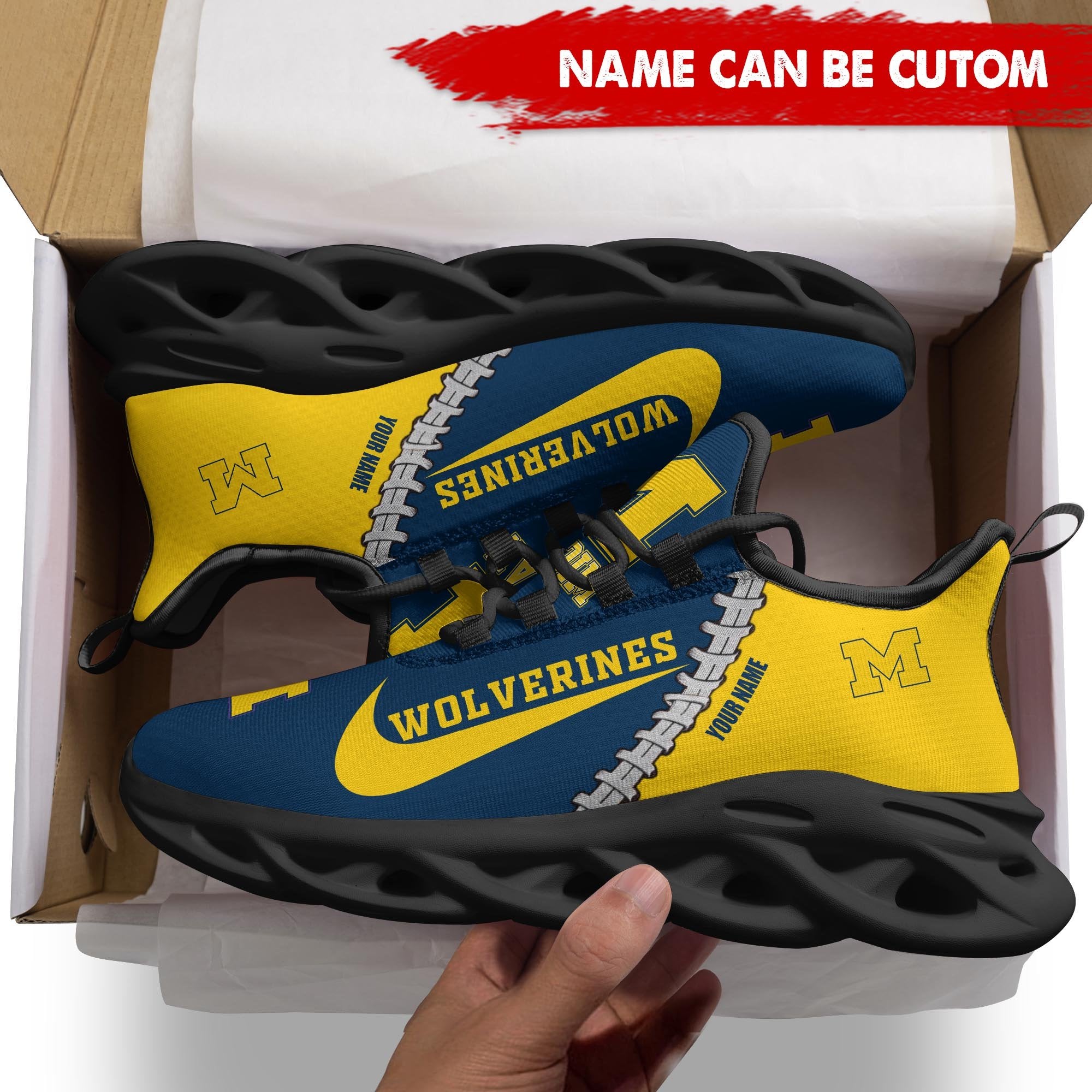 Ideafootwear Michigan Wolverines Max Soul Shoes Sneakers For Men And Women 12