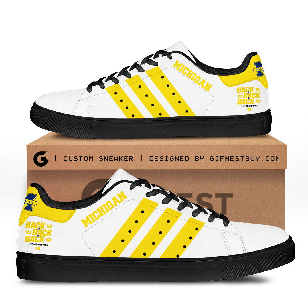 Ideafootwear Michigan Wolverines Skate Stan Shoes Sneakes For Men And Women 4