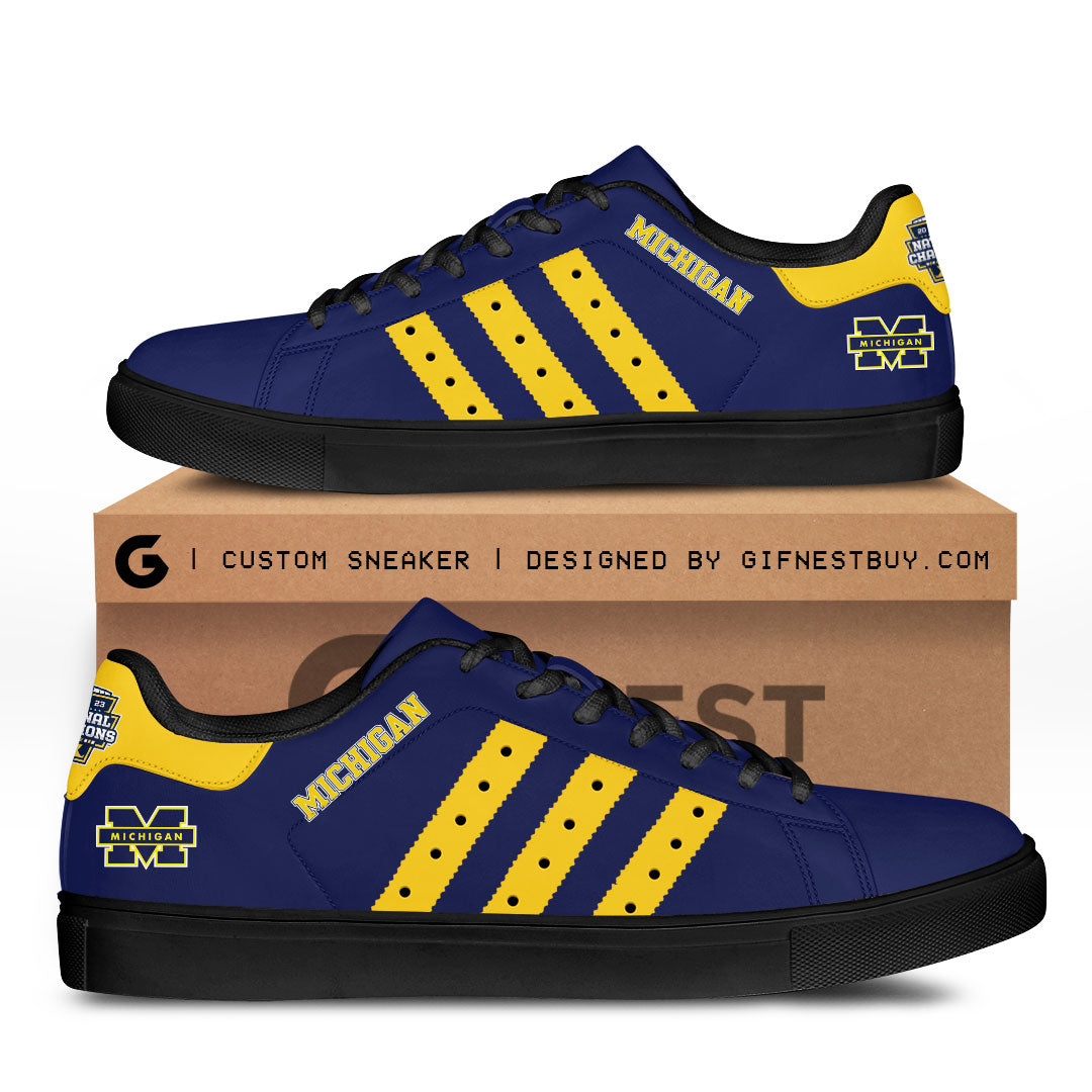 Ideafootwear Michigan Wolverines Skate Stan Shoes Sneakes For Men And Women 6