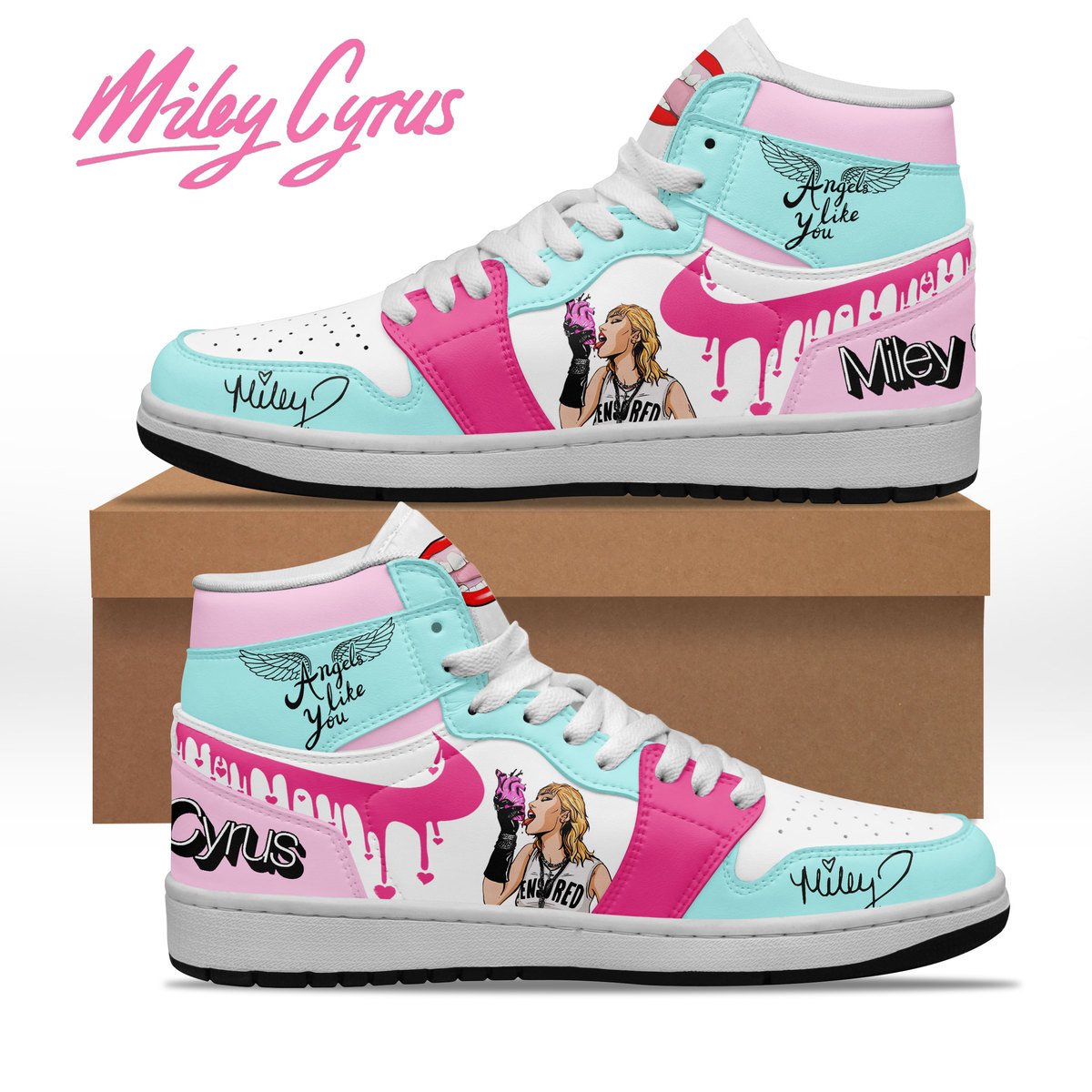Ideafootwear Miley Cyrus AJ1 High Sneakers Shoes For Men And Women 1