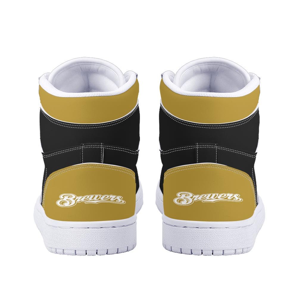Ideafootwear Milwaukee Brewers AJ1 High Sneakers Shoes For Men And Women 7