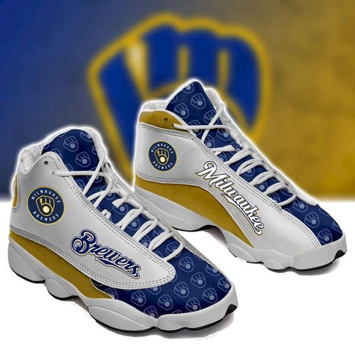 Ideafootwear Milwaukee Brewers AJ13 Sneakers Shoes For Men And Women 4