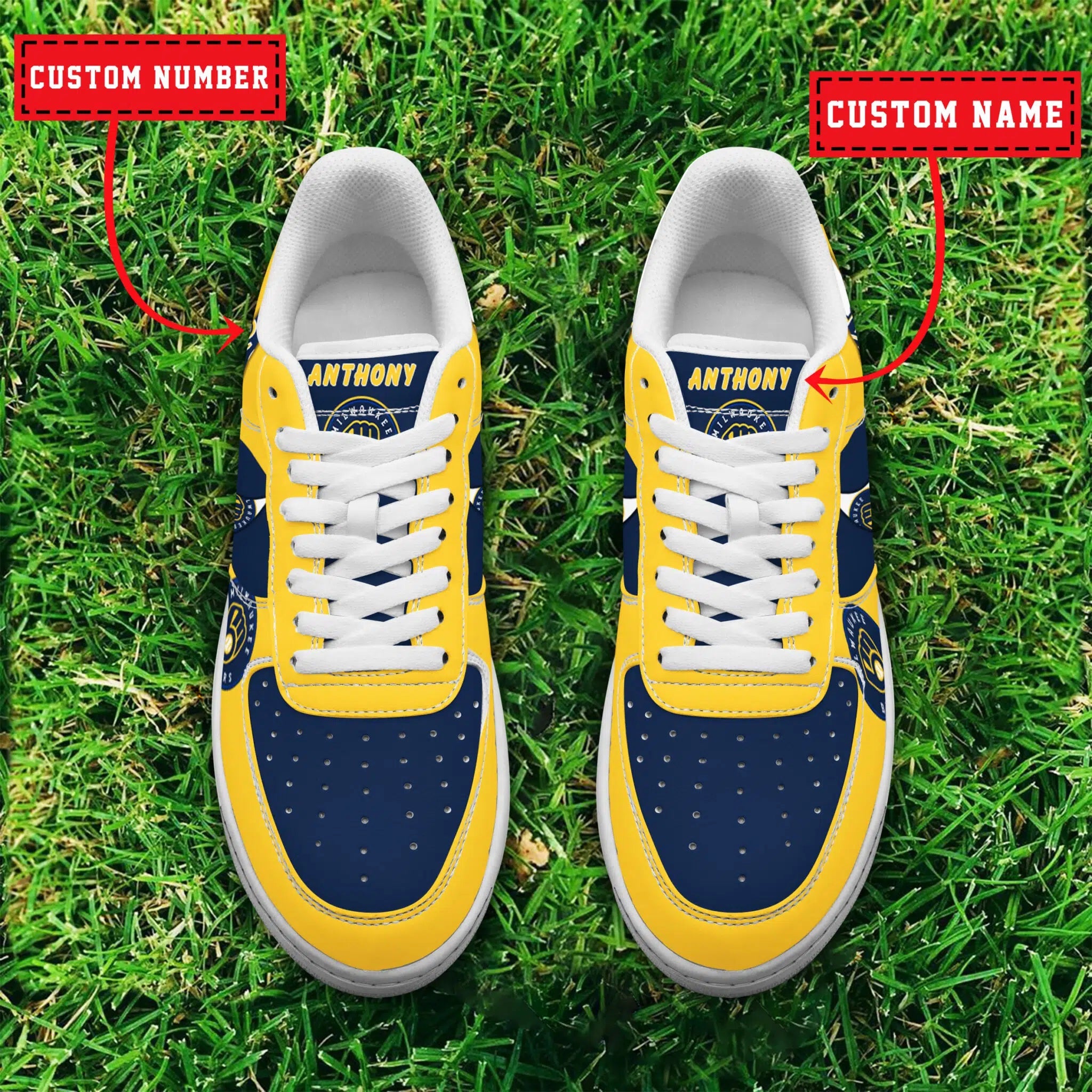Ideafootwear Milwaukee Brewers MLB Air Low-Top Sneakers Shoes For Men And Women 1