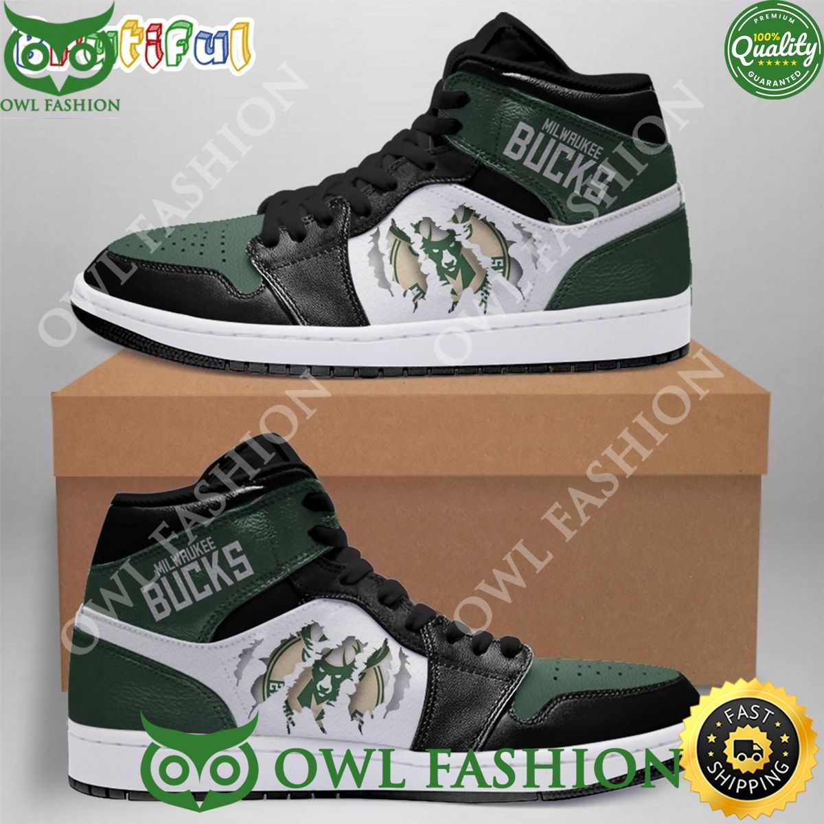 Ideafootwear Milwaukee Bucks AJ1 High Sneakers Shoes For Men And Women 6