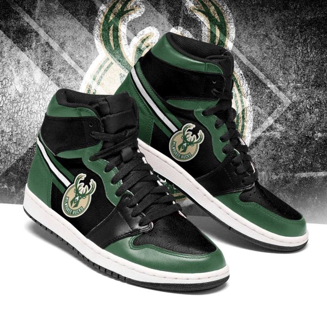Ideafootwear Milwaukee Bucks NBA AJ1 High Sneakers Shoes For Men And Women 3