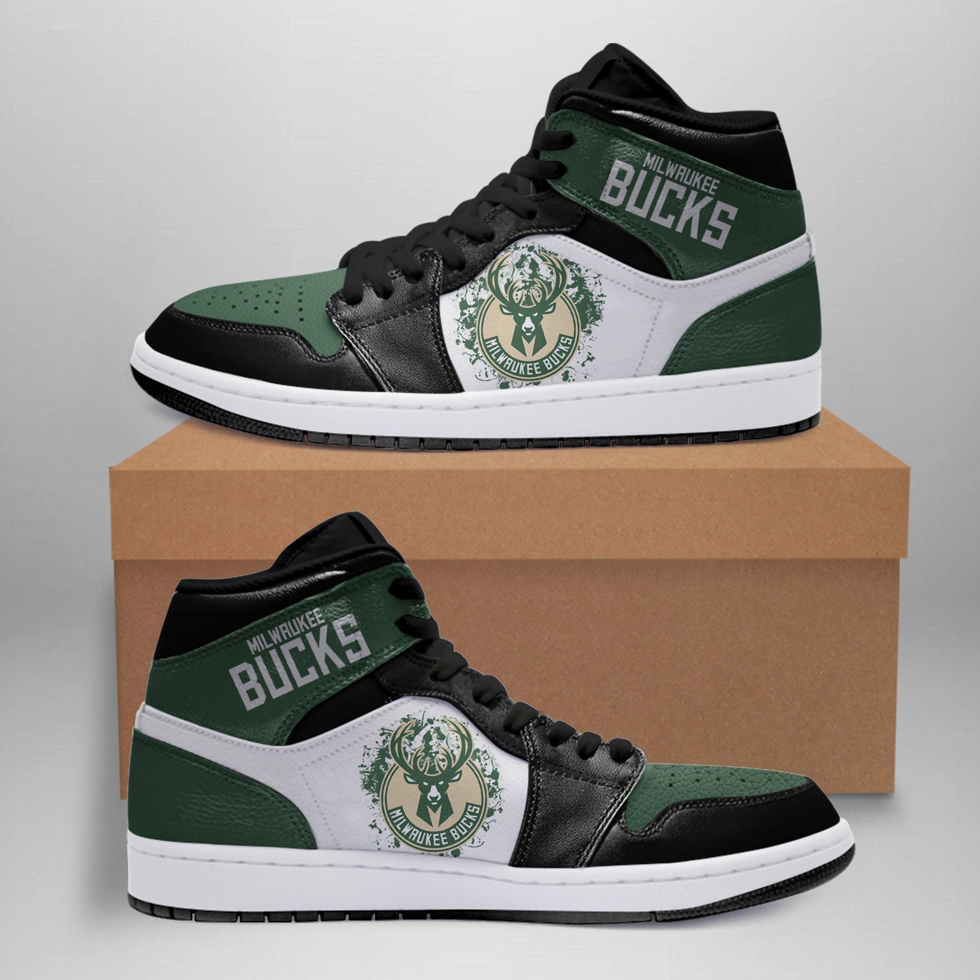 Ideafootwear Milwaukee Bucks NBA AJ1 High Sneakers Shoes For Men And Women 4