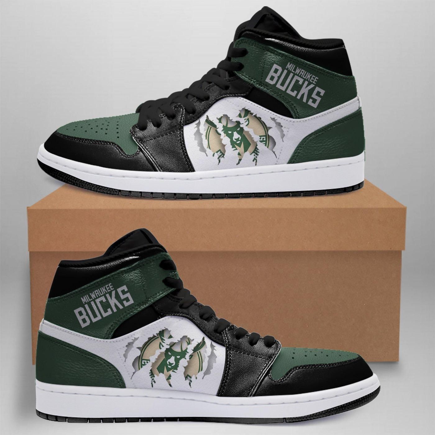 Ideafootwear Milwaukee Bucks NBA AJ1 High Sneakers Shoes For Men And Women 7