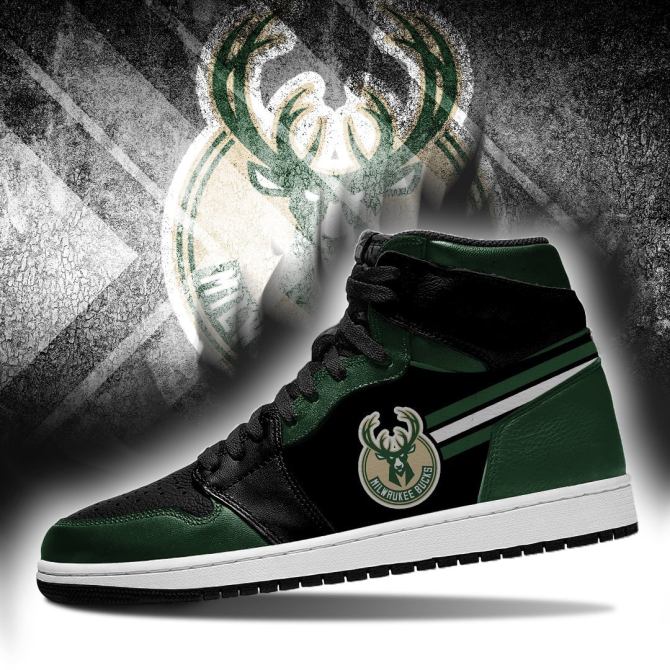 Ideafootwear Milwaukee Bucks NBA AJ1 High Sneakers Shoes For Men And Women 3