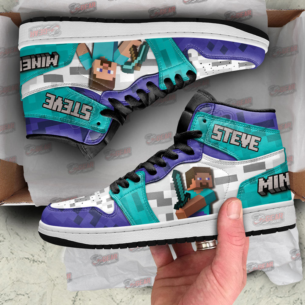 Ideafootwear Minecraft AJ1 High Sneakers Shoes For Men And Women 7